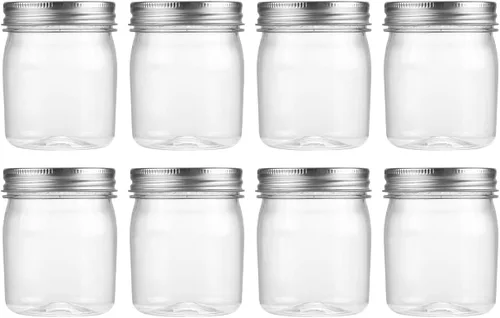 Miniatura 14 de novelinks Tarros de plástico transparente de 8 onzas con tapas herméticas, paquete de 16 tarros de plástico con tapas de 8 onzas, recipientes de Oro