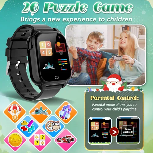 Miniatura 4 de Tywop Reloj inteligente impermeable para niños y niñas de 3 a 12 años, juguetes de aprendizaje con 26 juegos, cámara, video, pantalla táctil