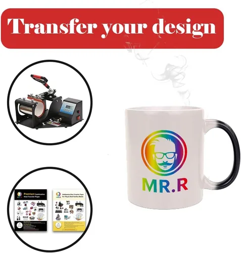 Miniatura 4 de MR.R 6 juegos de 11 oz sublimación en blanco negro mágico color cambiante de color mágico taza de cerámica con superficie brillante mate