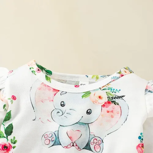 Miniatura 3 de DDLUZQual Mameluco unisex para bebé niña, traje recién nacido, mameluco para bebé bebé, lindo mono con estampado de elefantes