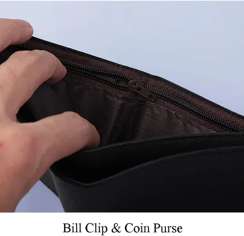 Miniatura 27 de Cartera delgada para hombre con monedero, cartera minimalista con cremallera, carteras plegables para hombre con tarjetero de crédito, cartera