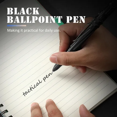 Miniatura 6 de Bolígrafo táctico de defensa personal militar EDC, negro Glass Breaker, Bottle Opener, Emergency Heater, Multi Tool Survival Pen, For Men Women