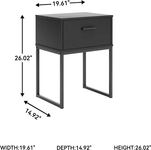 Miniatura 3 de Signature Design by Ashley Socalle - Mesita de noche moderna con 1 cajón con patas de metal, 26.02 pulgadas de alto, color negro