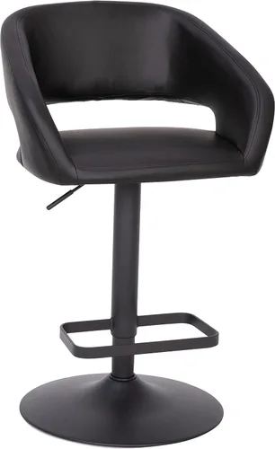 Miniatura 3 de Taylor & Logan Jenna Taburete giratorio ajustable 360 con base negra en vinilo negro
