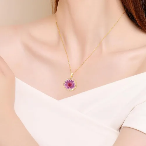 Miniatura 34 de Pressed Flower Necklace Gift for Women Personalized Handmade Necklaces Birth Flower Necklace