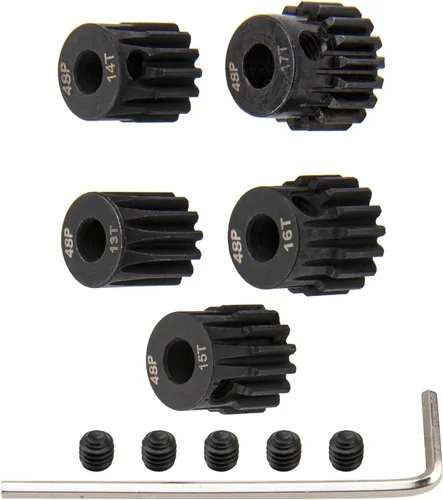 ShareGoo - Juego de 5 engranajes de piñón de acero 48P 0.125 in 13T 14T 15T 16T 17T ajuste 0.125 in (1/8 pulgadas) eje compatible con Arrma HPI