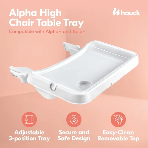 Miniatura 2 de hauck Alpha Bandeja de mesa antideslizante extraíble para silla alta con profundidad ajustable, compatible con crecimiento de madera Alpha+ y Beta+