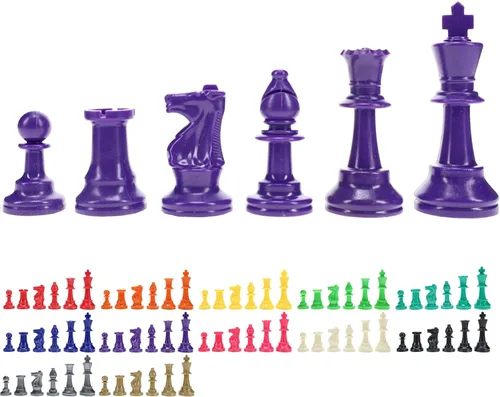 Miniatura 10 de WE Games - Piezas de ajedrez Staunton de plástico brillante en color con rey de 3.75 pulgadas - Juego de ajedrez de mitad de piezas solamente