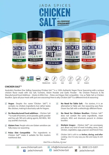 Miniatura 4 de Sal de pollo – Vegano, sin MSG, sin gluten, # 1en Australia, condimento para todo uso , 4.5 onzas
