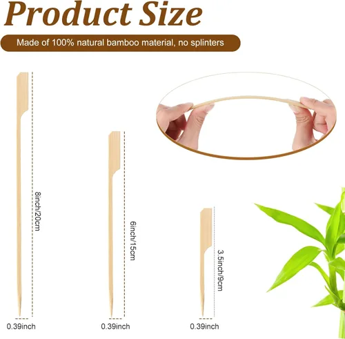 Miniatura 5 de Minatee 3000 piezas de pinchos de bambú para aperitivos, palillos de dientes, brochetas anchas de madera para brochetas de cóctel, kababs de frutas