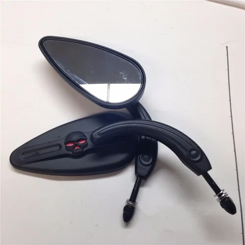 Miniatura 2 de HONGK - Espejos de aluminio negro con forma de lágrima de calavera y emblema zombi compatibles con Sportster 883 Deluxe XLH883 1999-2003 [B01BI8R1WW]