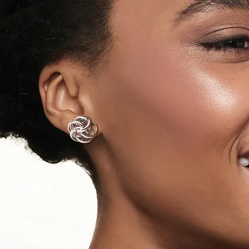 Miniatura 2 de Ross-Simons Pendientes de plata de ley italiana con nudo de amor, Plata de ley, no conocido