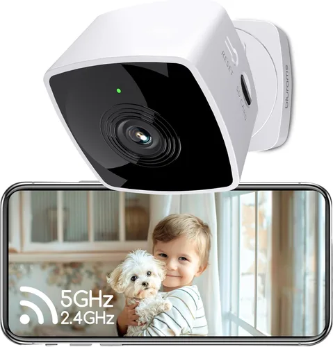 blurams Cámaras de 5 GHz para seguridad del hogar, cámara de seguridad 2K para interiores, cámara para mascotas con aplicación de teléfono, cámara