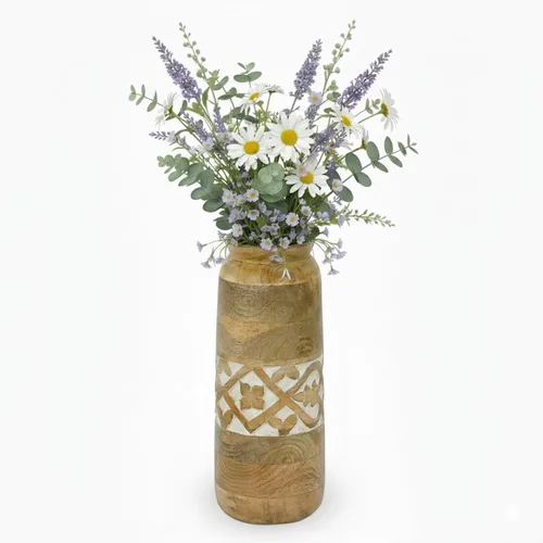 Miniatura 8 de Mela Artisans Jarrón de madera de mango de 12 pulgadas Florero decorativo de madera Granja rústica Medio quemado Centro de mesa para sala