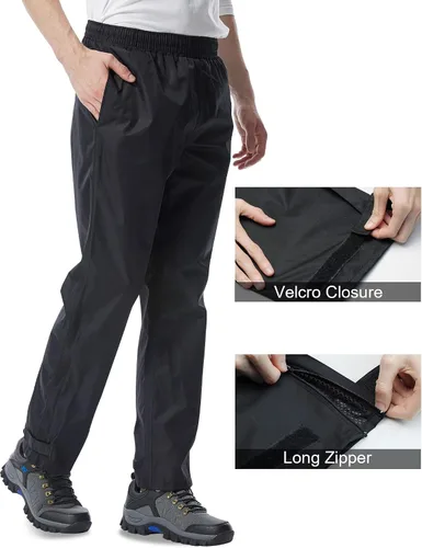 Miniatura 4 de iCreek Pantalones de lluvia para hombre, impermeables, transpirables, resistentes al viento, ligeros, para trabajo, lluvia, exteriores, senderismo