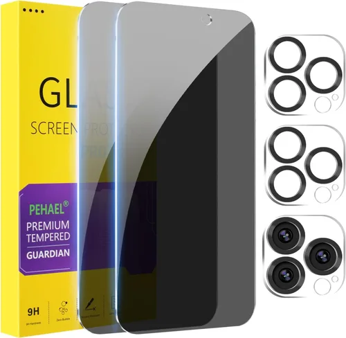 Miniatura 12 de PEHAEL 3+3 Pack para iPhone 17 Pro protector de pantalla de privacidad con protector de lente de cámara, película de vidrio templado antiespía