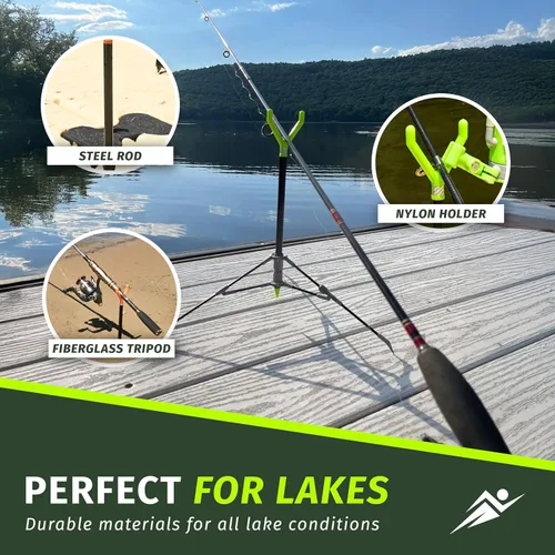 Miniatura 5 de FISHIN' STIX - Kit listo para pescar, incluye soporte para caña de 30 pulgadas, trípode de soporte todo terreno y alarma de mordida