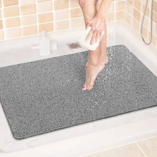 Miniatura 31 de LuxStep - Tapete de ducha, de 24 x 36 pulgadas, tapete de baño antideslizante con drenaje, tapete de baño de cloruro de polivinilo, de secado Gris