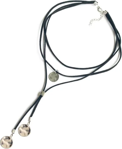 XULAVA Gargantilla bohemia para mujer, collar en capas de ante negro y marrón para mujeres, adolescentes, niñas, joyería bohemia, collares largos,