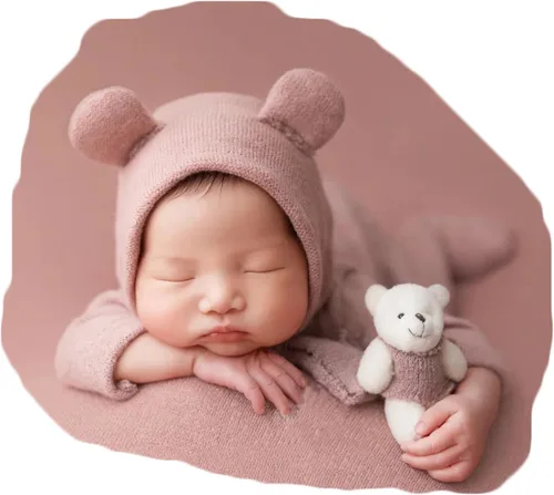 Miniatura 6 de Zeroest Traje de fotografía para recién nacido, accesorios para sesión de fotos de bebé, accesorios de oso para fotos de bebé recién nacido, Azul