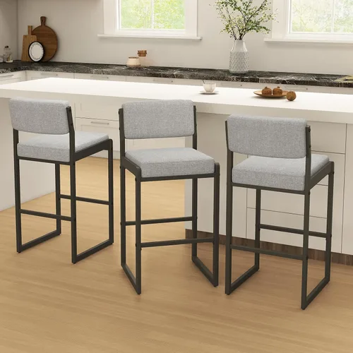 Miniatura 36 de SAECKBERG Taburetes de bar modernos de altura de mostrador, sillas de barra de 26 pulgadas de altura con respaldo, taburetes tapizados, taburetes