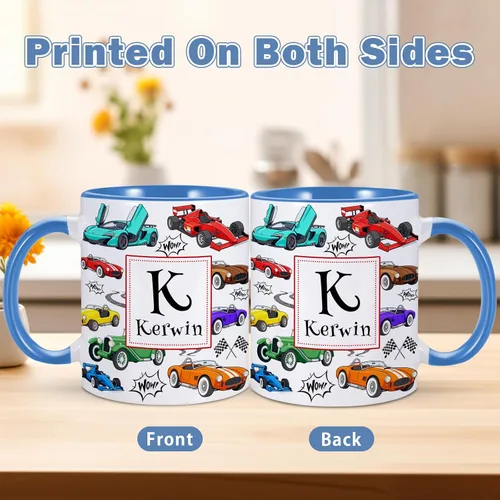Miniatura 5 de Taza de café personalizada para niños con nombre e inicial, taza de cacao caliente personalizada para niños y niñas, taza de cerámica de 11 onzas