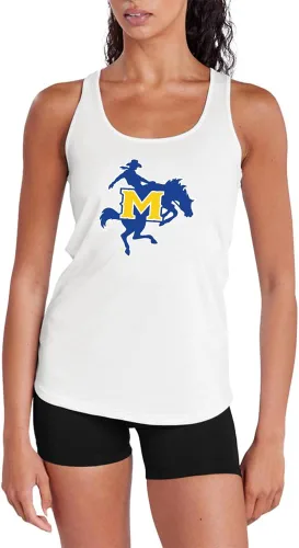 Miniatura 166 de Camiseta deportiva sin mangas oficial de NCAA Collegiate para mujer, con espalda cruzada, colección con logotipo primario
