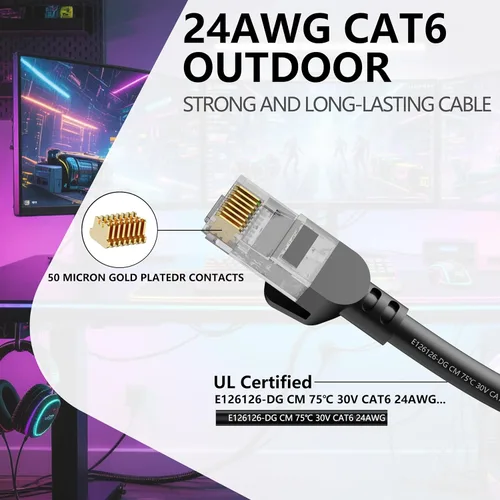 Miniatura 2 de Jadaol Cables de Parche Ethernet Cat6 de 5 pies, paquete de 5 unidades, cable de parche de cobre puro RJ45 Cat6a de 10 Gbps 24 AWG, compatible