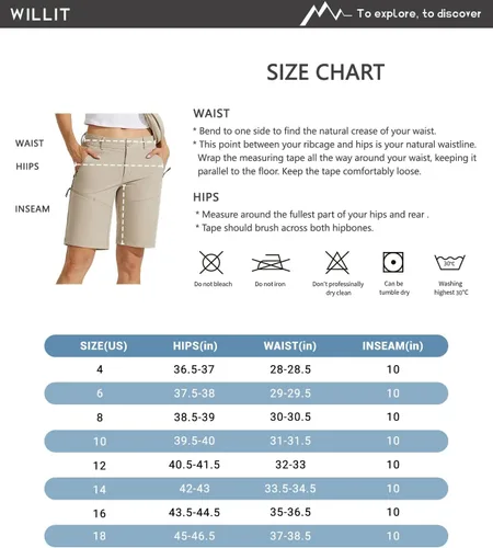 Miniatura 7 de Willit Women's 10" Hiking Golf Long Shorts Quick Dry Athletic Outdoor Summer Shorts with Pockets