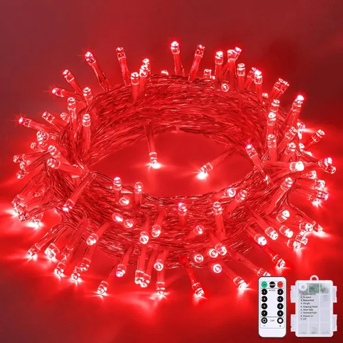 Miniatura 38 de JMEXSUSS Luces de Navidad multicolor que funcionan con pilas con 8 modos de control remoto, impermeables, 33 pies, 100 luces LED de Navidad