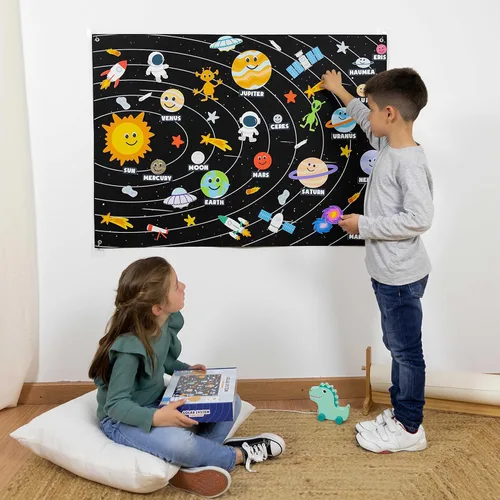 Miniatura 9 de BONNYCO Sistema Solar para Niños Juguetes con 61 Figuras de Fieltro. Juguetes Montessori del Espacio, Regalos de Cumpleaños para Niñas y Niños