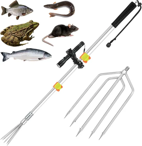 Miniatura 9 de SAN LIKE Arpón de Pesca Lanza Gaff Gig Gaff Horquilla Gancho para Rana Sapo Caña Ranas Toro Bufo Platija Pez de Hielo Topo Herramienta de Remoción
