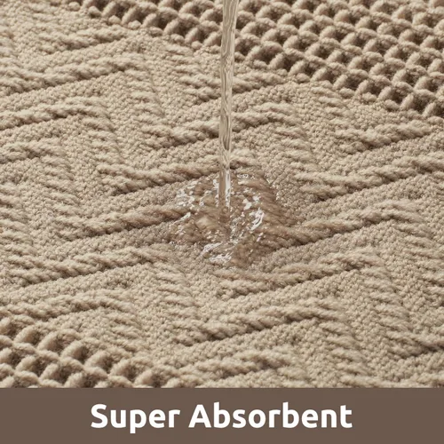 Miniatura 4 de AMOAMI Tapete de Baño de Waffle, Tapetes de Baño Súper Absorbentes para Baño, Alfombras de Baño Bohemias Antideslizantes Lavables, Tapete de Baño