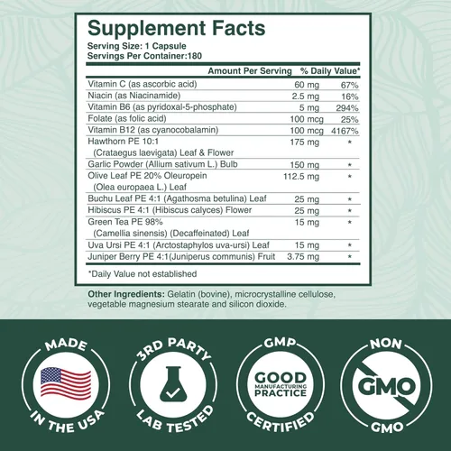 Miniatura 7 de PurePremium Suplementos para la presión arterial con baya de espino, hibisco, ajo y vitamina B12 - Suplemento de óxido nítrico para la salud normal