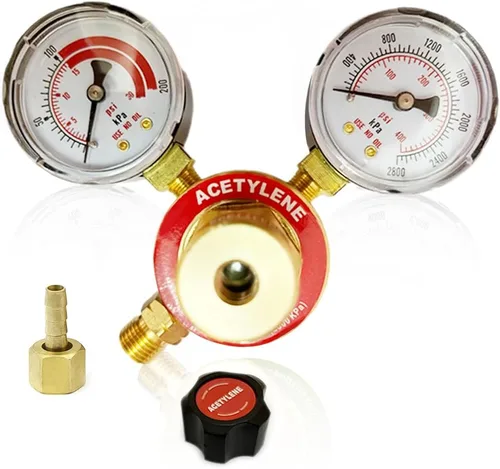 Miniatura 6 de Medidores de gas de soldadura duales, oxígeno (CGA-540) acetileno (CGA-200) Combo de reguladores (2 unidades), kit completo de latón para tanques
