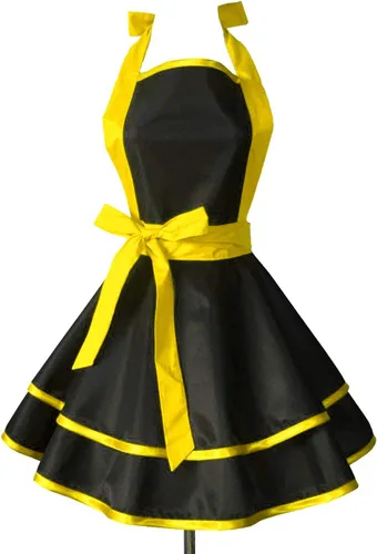 Miniatura 7 de Hyzrz lindos delantales de algodón hechos a mano estilo retro en negro para mujeres y niñas, delantal de cocina para pasteles, delantal de cocina