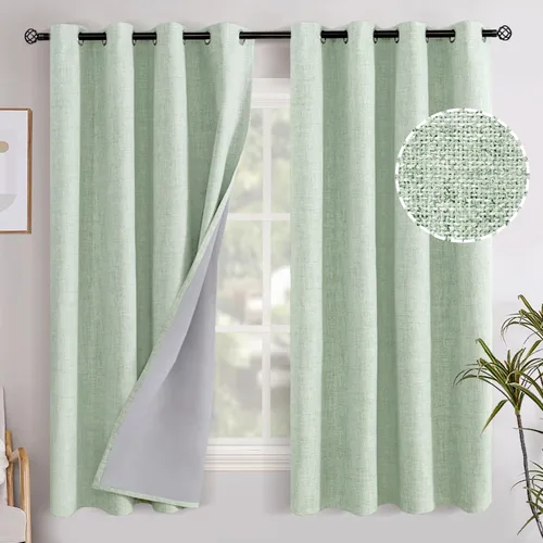 Miniatura 96 de YoungsTex - Cortinas opacas de lino para dormitorio, oscurecimiento de la habitación, cortinas con textura de lino, paneles con aislamiento térmico