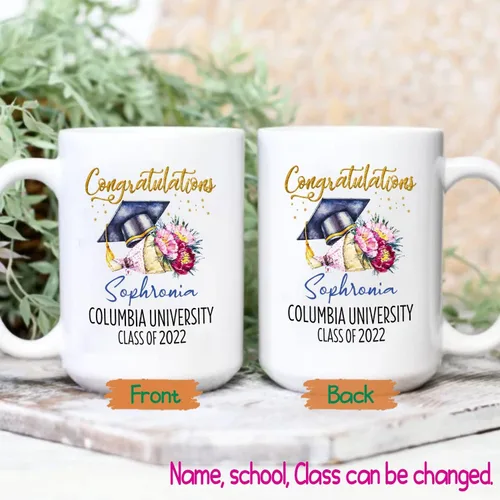 Miniatura 2 de Taza de café blanca personalizada para graduación, con texto en inglés "Behind You All Your Memories Before You All Your Dreams", taza de café de 11