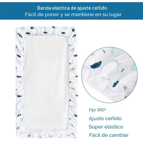 Miniatura 6 de Sábana de cuna, paquete de 2 sábanas de cuna, sábanas de cuna ultra suaves para bebés niños o niñas, ajuste universal para cuna rectangular