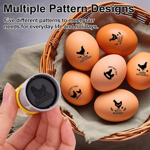 Miniatura 4 de 5 sellos de huevos frescos, 5 patrones de plástico para huevos de Pascua para el hogar, granja, gallinero, suministros de granja