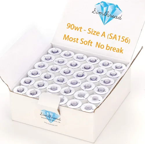 Miniatura 7 de Simthread 144 hilos de bobinas preenrolladas para bordar, clase 15, tipo A, tamaño SA156, poliéster negro de 60 pesos, compatible con Bernina Pfaff