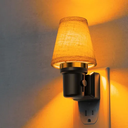 Miniatura 18 de L LOHAS LED Luces Nocturnas Enchufables en la Pared, Luz Nocturna Decorativa de Cilindro de Tela Boho con Borla, Sensor de Crepúsculo a Amanecer