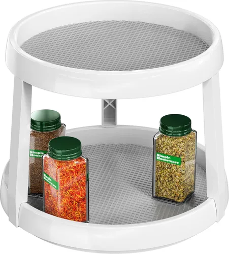 Miniatura 11 de Simple Houseware Organizador de especias Lazy Susan de 2 niveles, 10 pulgadas de diámetro, arce