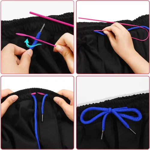 Miniatura 6 de Paquete de 24 cordones de repuesto para pantalones, pantalones deportivos, sudaderas con capucha, chaquetas, pantalones cortos, con 3 piezas