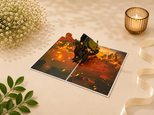 Miniatura 2 de ETA Tarjeta desplegable de dragón verde 3D, tarjeta desplegable de animales 3D, tarjeta de naturaleza, tarjeta desplegable para el día del padre