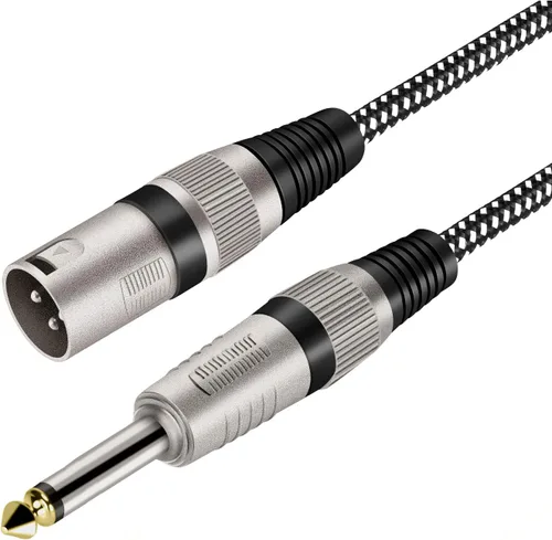 XLR macho a cable TS de 1/4 pulgada de 3 pies, cable de micrófono de interconexión desequilibrado de 6,35 mm de un cuarto de pulgada, conductores de