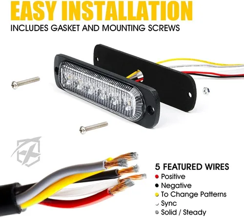 Miniatura 7 de Xprite 10 luces LED estroboscópicas de emergencia, ámbar de 12 luces LED estroboscópicas intermitentes, función de sincronización, luz de parrilla