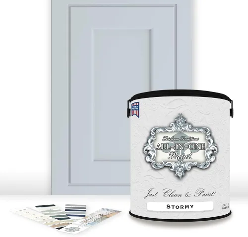 Miniatura 127 de Pintura TODO EN UNO, Abbey (gris cálido), Muestra de 8oz - Pintura duradera para gabinetes y muebles. Imprimación y capa superior incorporadas,