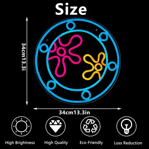 Miniatura 6 de manimo Ocean World Luces de Neón de Ojo de Buey, Letreros de Neón LED de Ojo de Buey Bajo el Mar para Decoración de Pared, Luz Nocturna USB