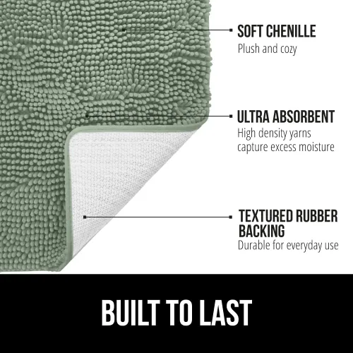 Miniatura 119 de Gorilla Grip - Tapete de baño de felpilla gruesa, suave y absorbente, secado rápido, de microfibra, con reverso de caucho, para piso de ducha, Nube